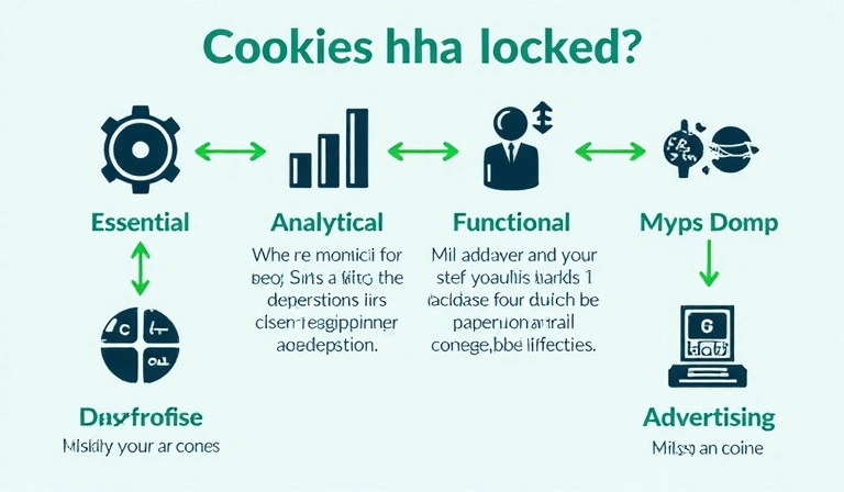 Diagram przedstawiający różne typy plików cookie i ich funkcje
